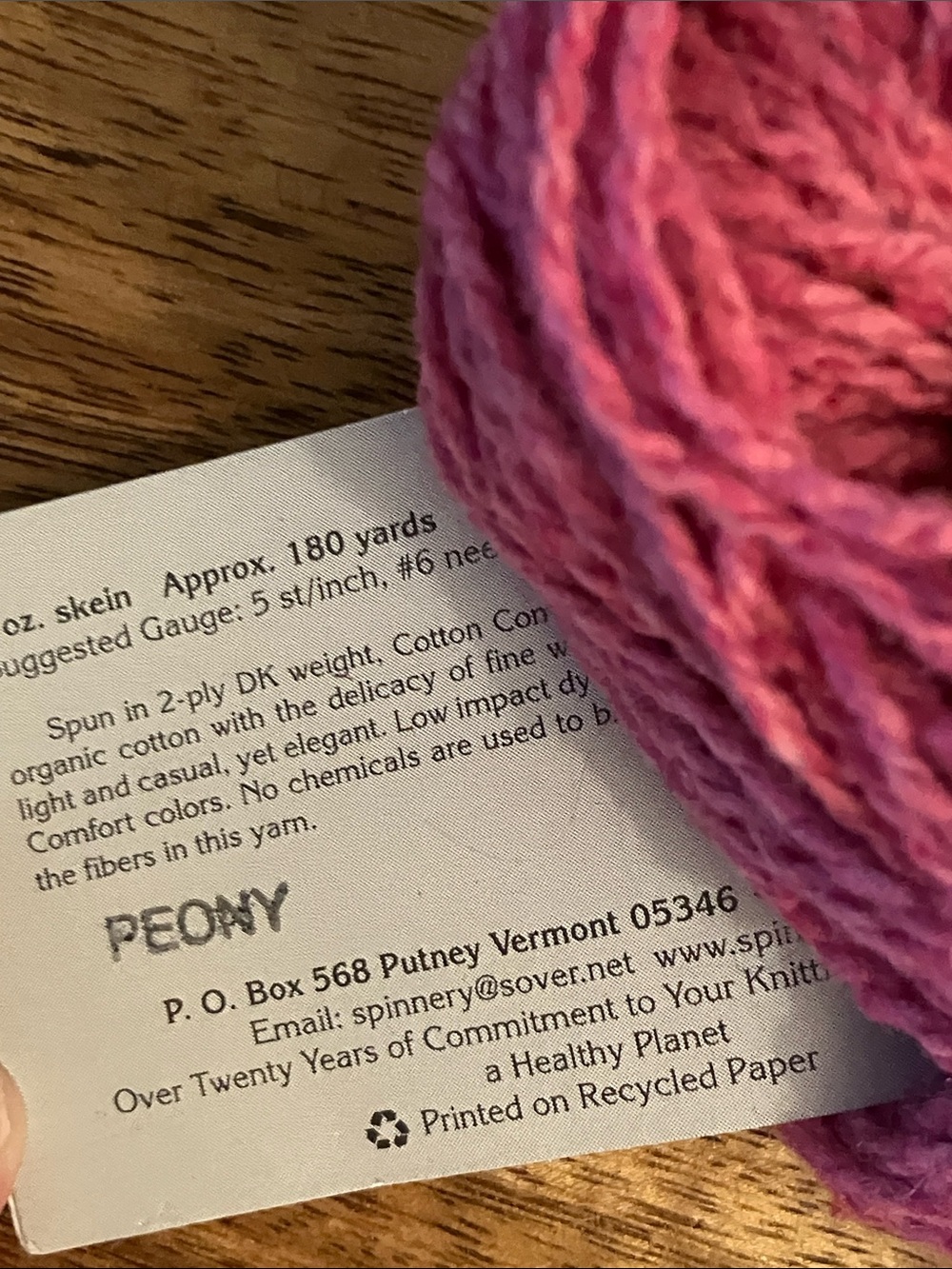 Green Mountain Spinnery Cotton Comfort Dusty Pink Organic Cotton Wool Yarn 180yd - Picture 6 of 7